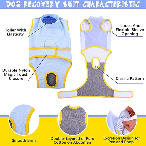 Miniatura 2 de ROZKITCH Traje de recuperación de cirugía para perros, mameluco transpirable para heridas abdominales, alternativa al collar de cono de cachorro,