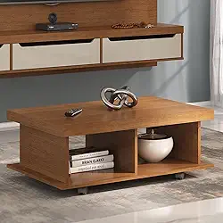 Mesa de Centro com rodízios e tampo em Tamburato 50mm DUNAS cor Cinamomo - Artely