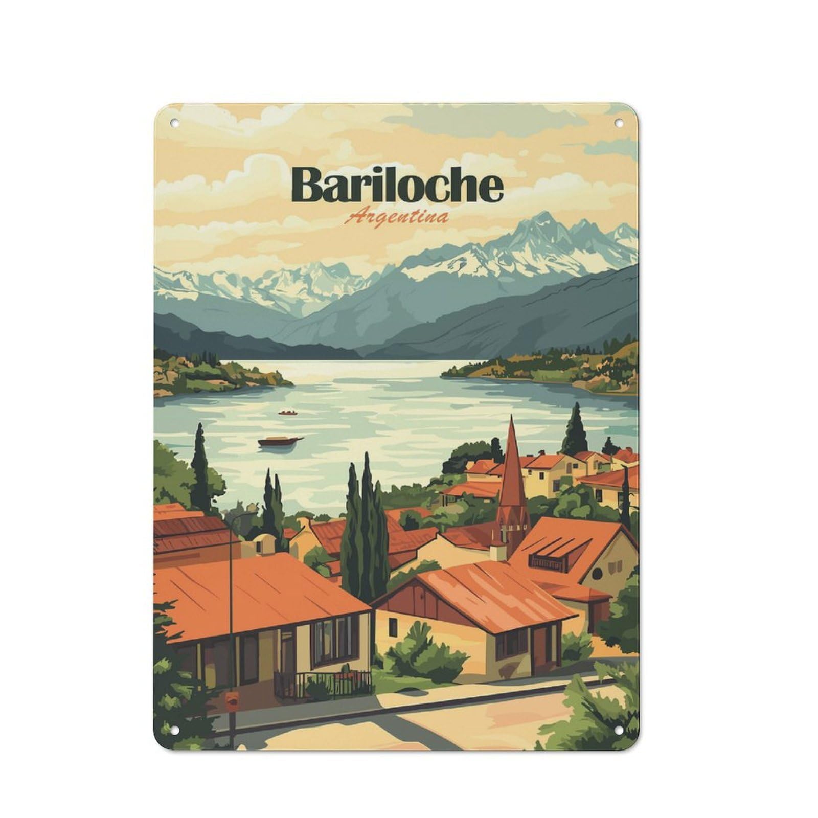 Junmoney Style-4 Classic Bariloche, Argentina Landscape(2) Metal Sign 40X30cm, Classic Pub Decor For Diner, Restaurant, Shed Or Kitchen
