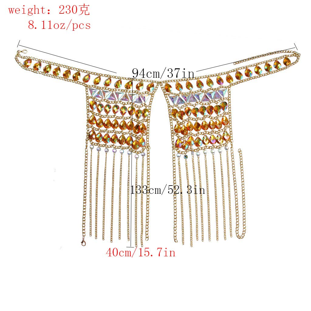 RWRAPS Goldene Quaste Anhänger Brust Kette Bikini Brust Schmuck Dessous Frau Sexy Nachtclub Kleidung