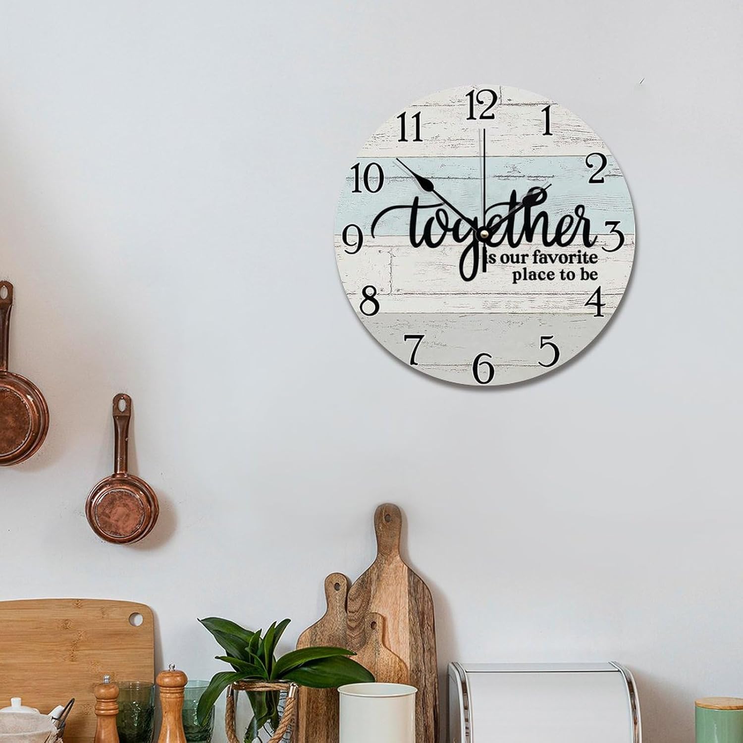 Together is Our Favorite Place Wall Clock Bible Verse Christian Large Wall Clocks Battery Operated 12 Inch Jesus Quote Living Room Decor Gift for Man Woman Friend Anniversary