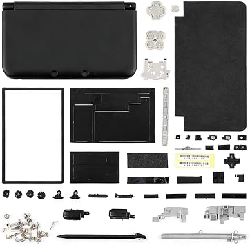 Full Housing Case, Cover Shell Repair Parts Complete Fix Replacement Kit for 3DS XLblack