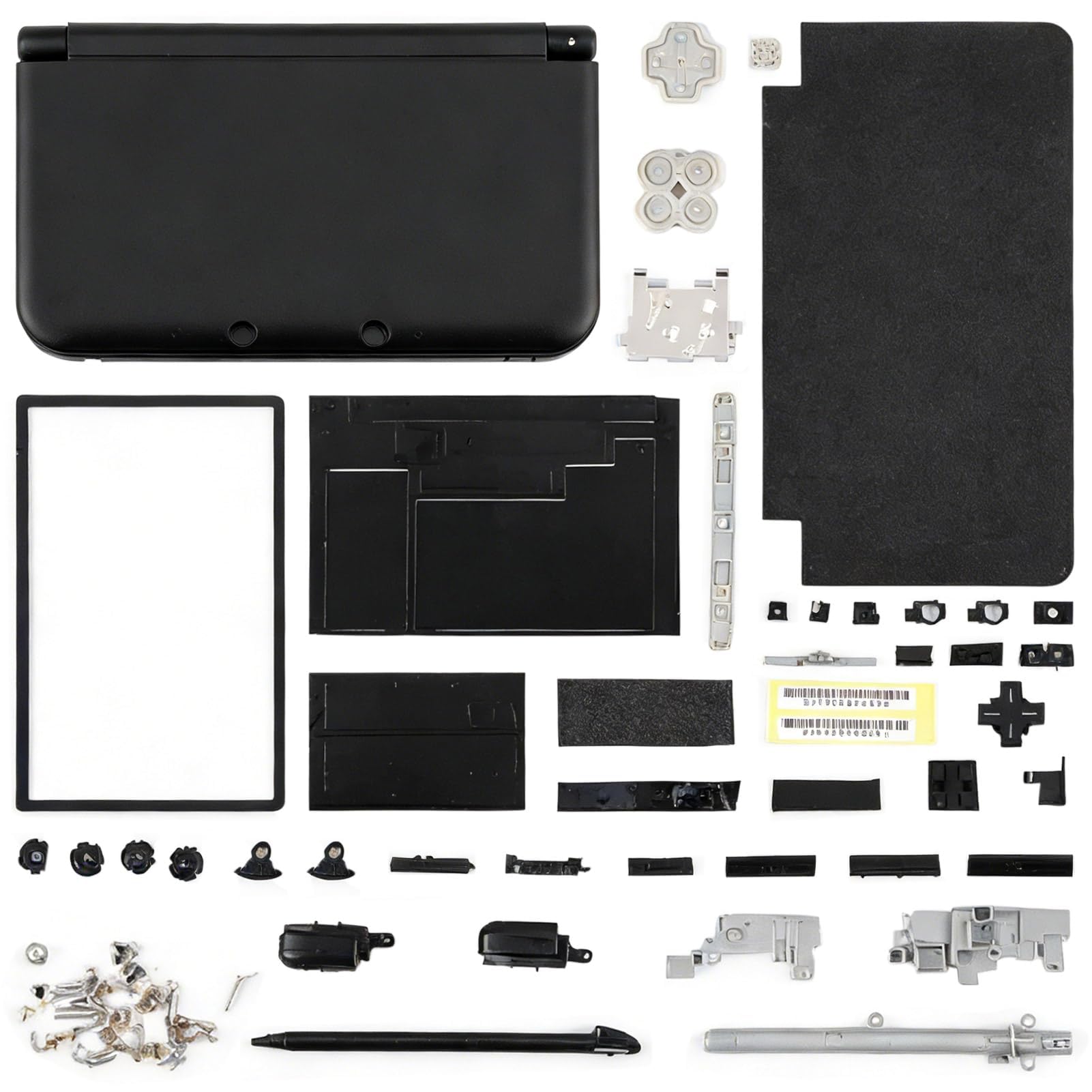 Full Housing Case, Cover Shell Repair Parts Complete Fix Replacement Kit for 3DS XL(black)