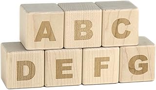 28 pc Uppercase Wood Alphabet Blocks, Hard Maple ABC Blocks, Made in USA Heirloom Quality Toys