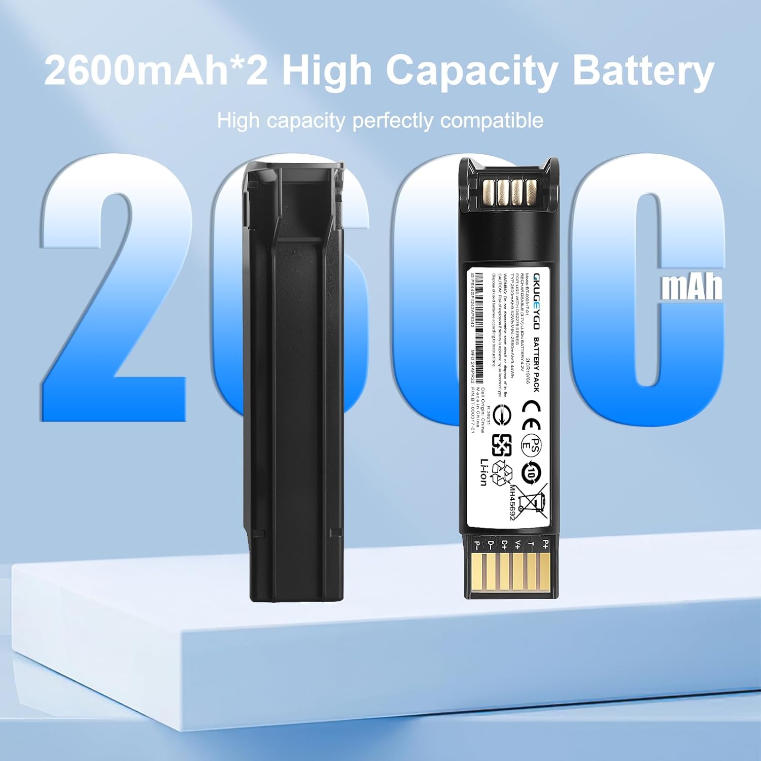 2 Pack DS2278 Batteries Replacement, DS2278 Li-ion Battery for Zebra DS22 DS2278SR DS2278-HC BT-000317-01 BTRY-DS22EAB0E-00 CR2278 CR2278-PC Handheld Scanner