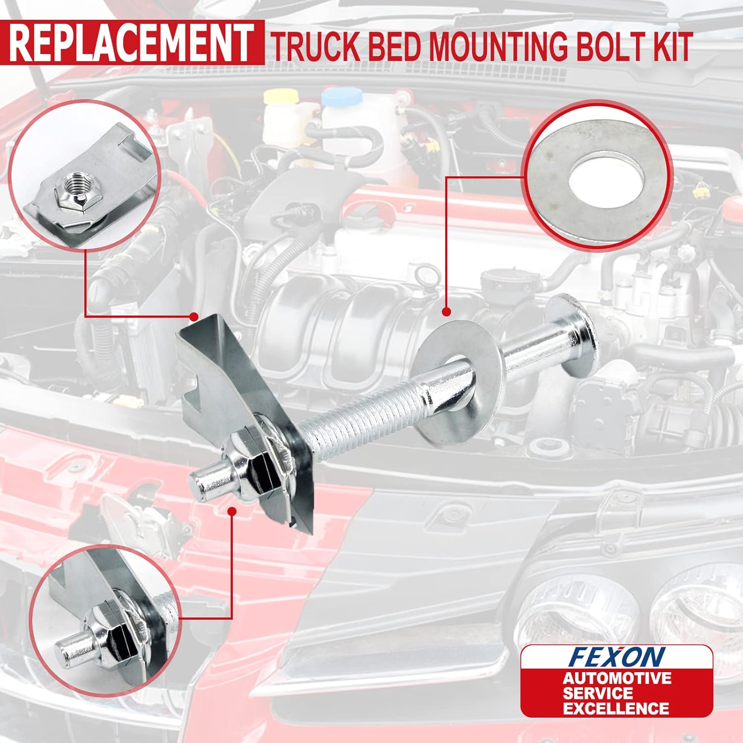 Truck Bed Mounting Hardware Kit Set of 8 Bolts, Washers, Captured Nuts Replacement for 1999-2016 Ford F250 F350 F450 F550 Super Duty Replaces 924-311 W706640-S900 W706641-S900 W708770S436