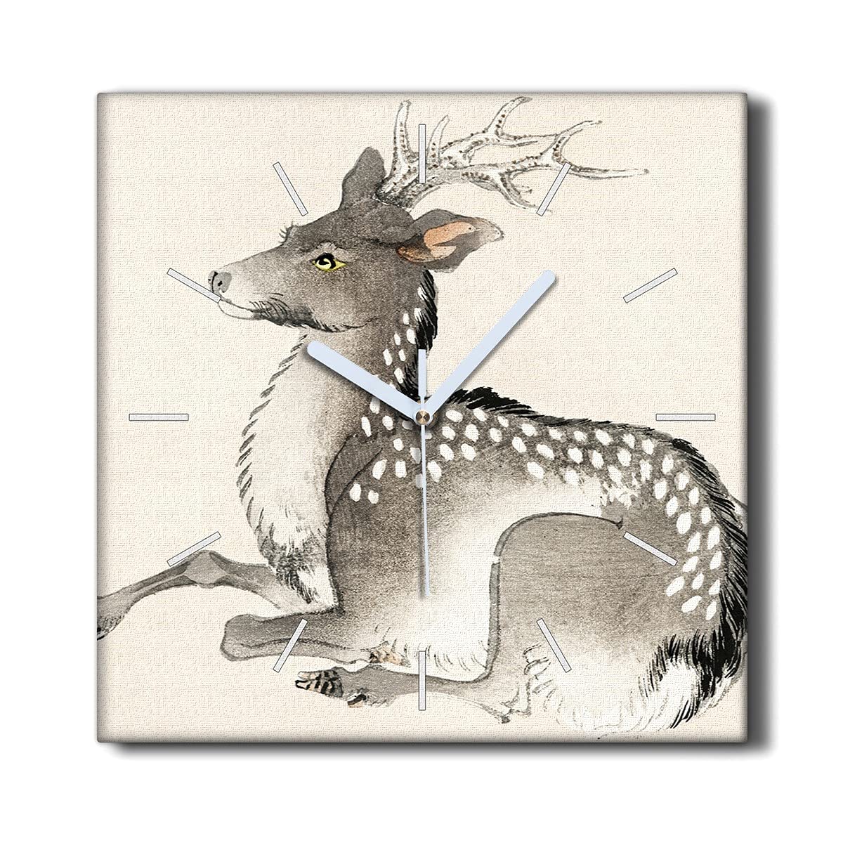 Horloge sur toile Cerfs Animaux pour une décoration murale de salon zen