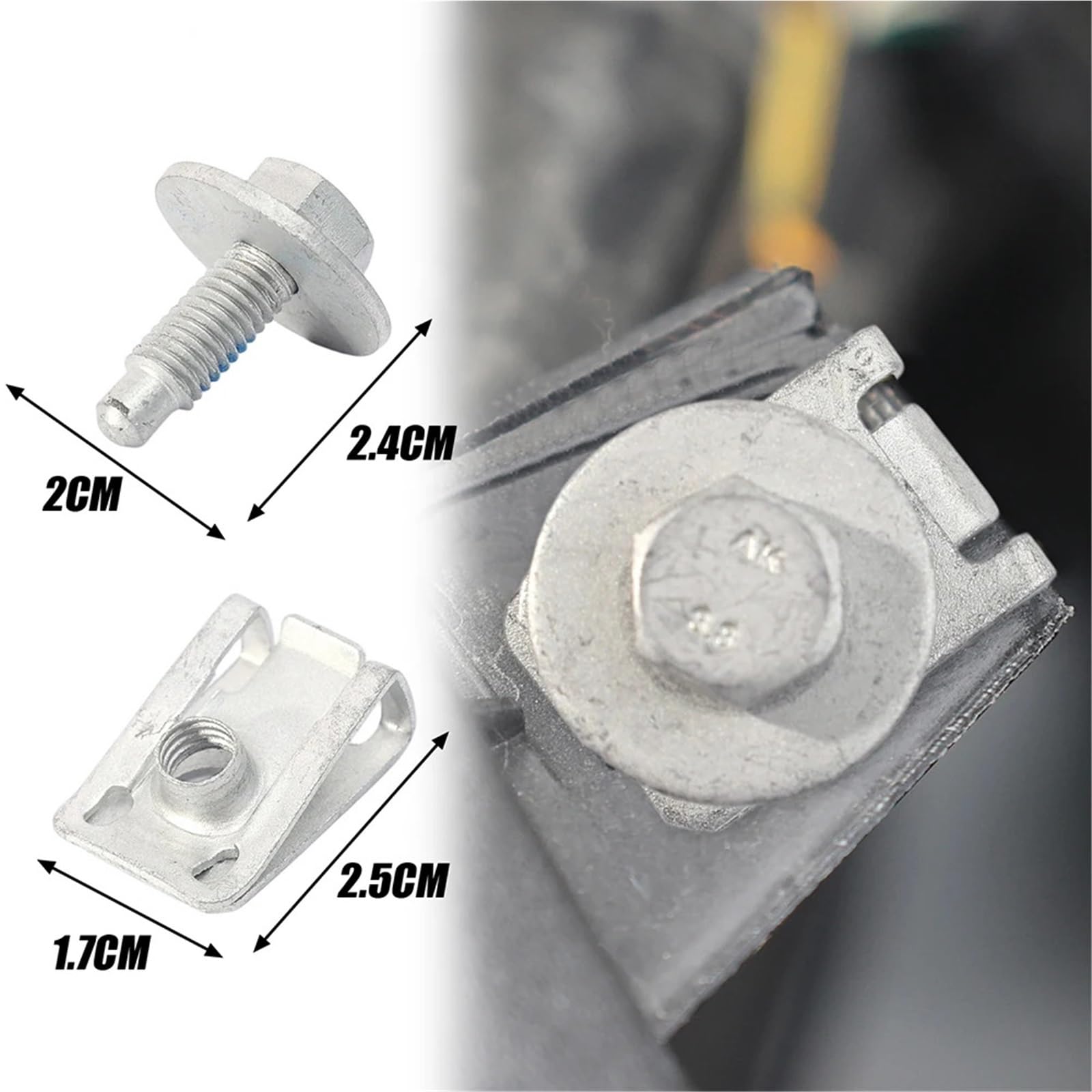 Schraubenset M6 Motor-Unterschutz-Chassis-Schrauben, Sechskantschraube mit Unterlegscheibe, universelles Befestigungsset for Karosserieteile, Kotflügel für Reparatur(20pcs)