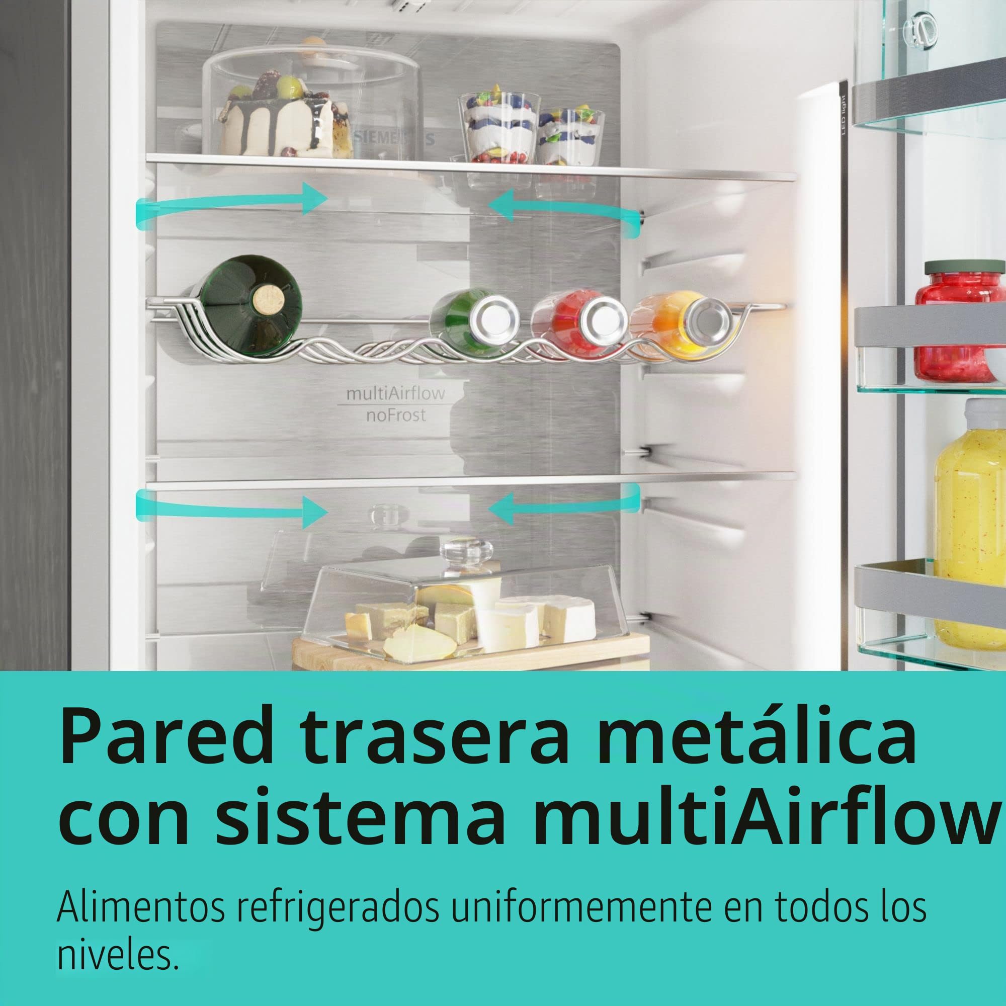 Siemens KG49NAIBT iQ500 - Frigorífico y congelador (203 x 70 cm, 337 L + 145 L, frescor más largo, no se descongela, BottleCooler