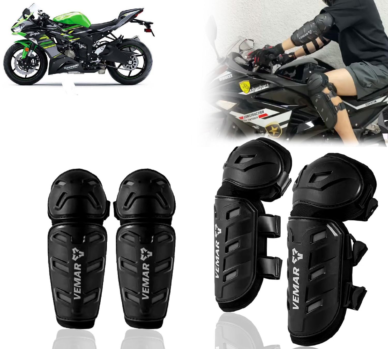 Auto Pearl Motorcycle Knee Shin Guards Elbow Pads, 4 in 1