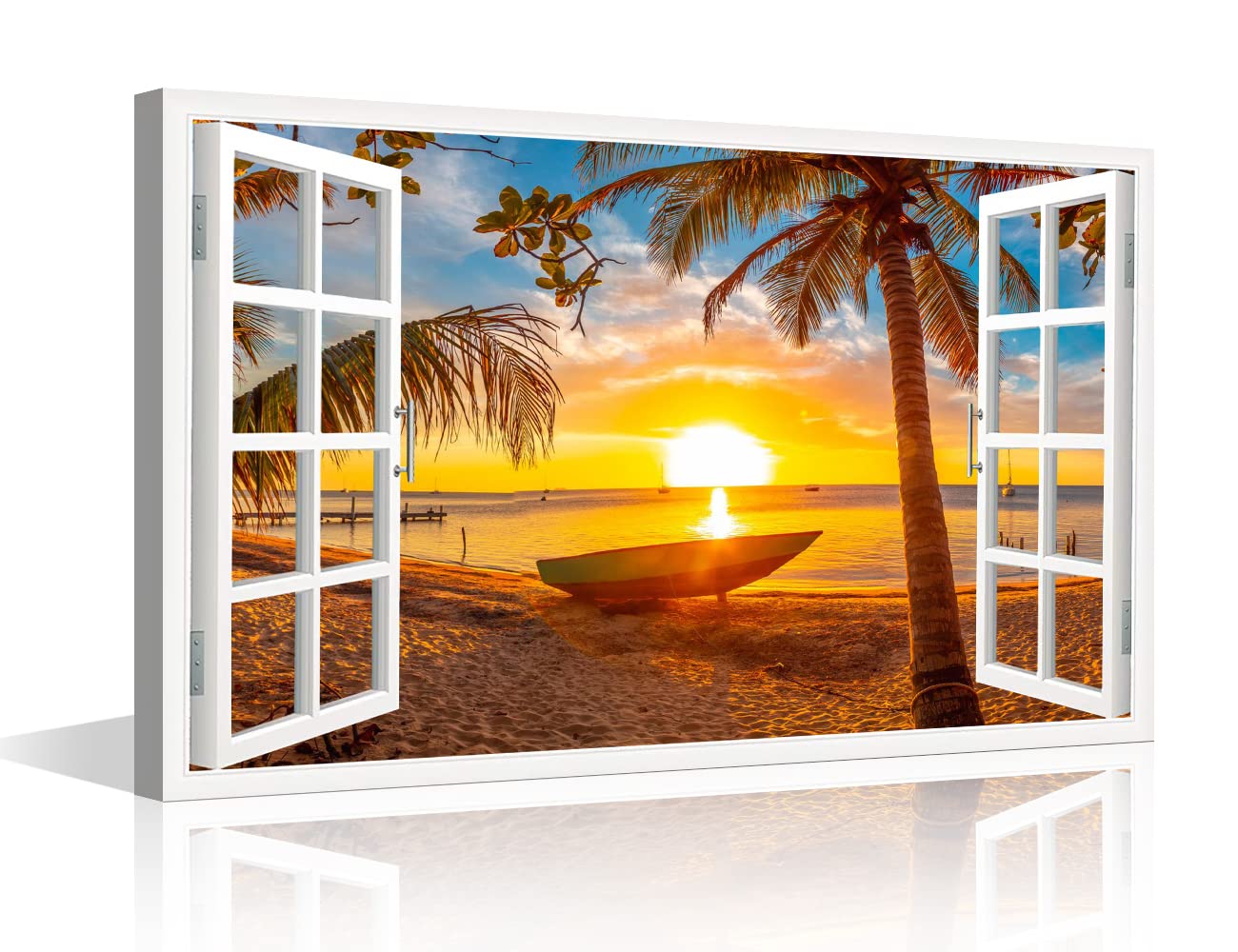 Window View Print Artwork Blue Ocean Sea Wall Art
