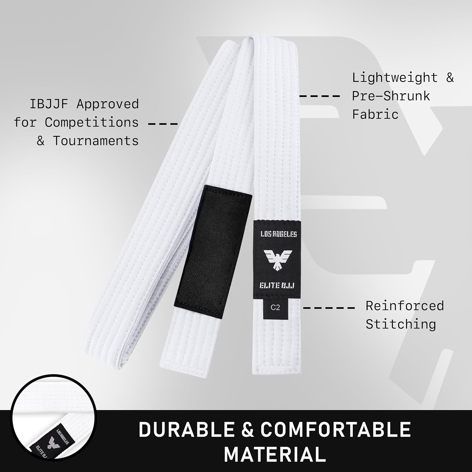 Elite Sports Kids Brazilian Jiu Jitsu Belts Preshurunk Martial Arts Youth BJJ Belts for Girls & Boys with BJJ Ranking Stripes - Image 2