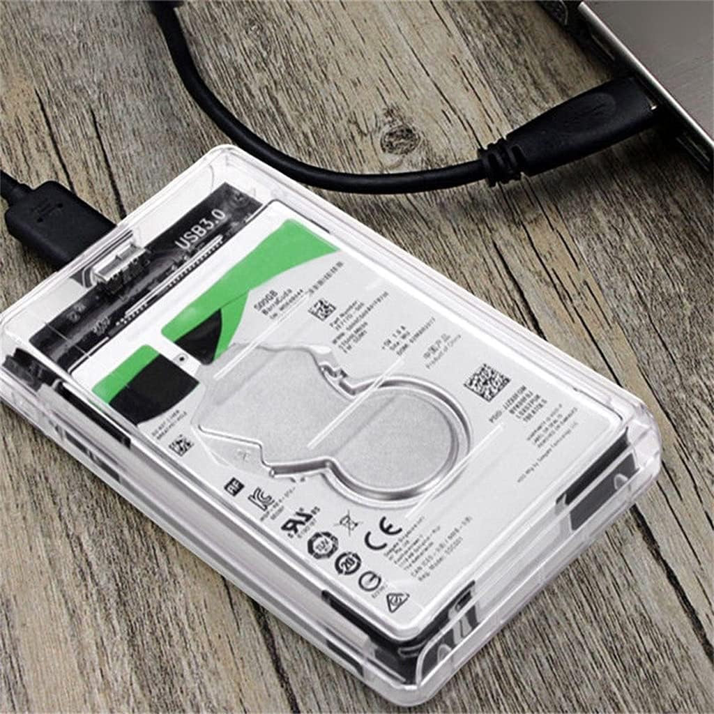 Clear USB 3.1 External Hard Drive Enclosure, 2.5 Inch SATA SSD HDD Case with Tool-Free Design, Compatible with 7mm and 9.5mm Drives