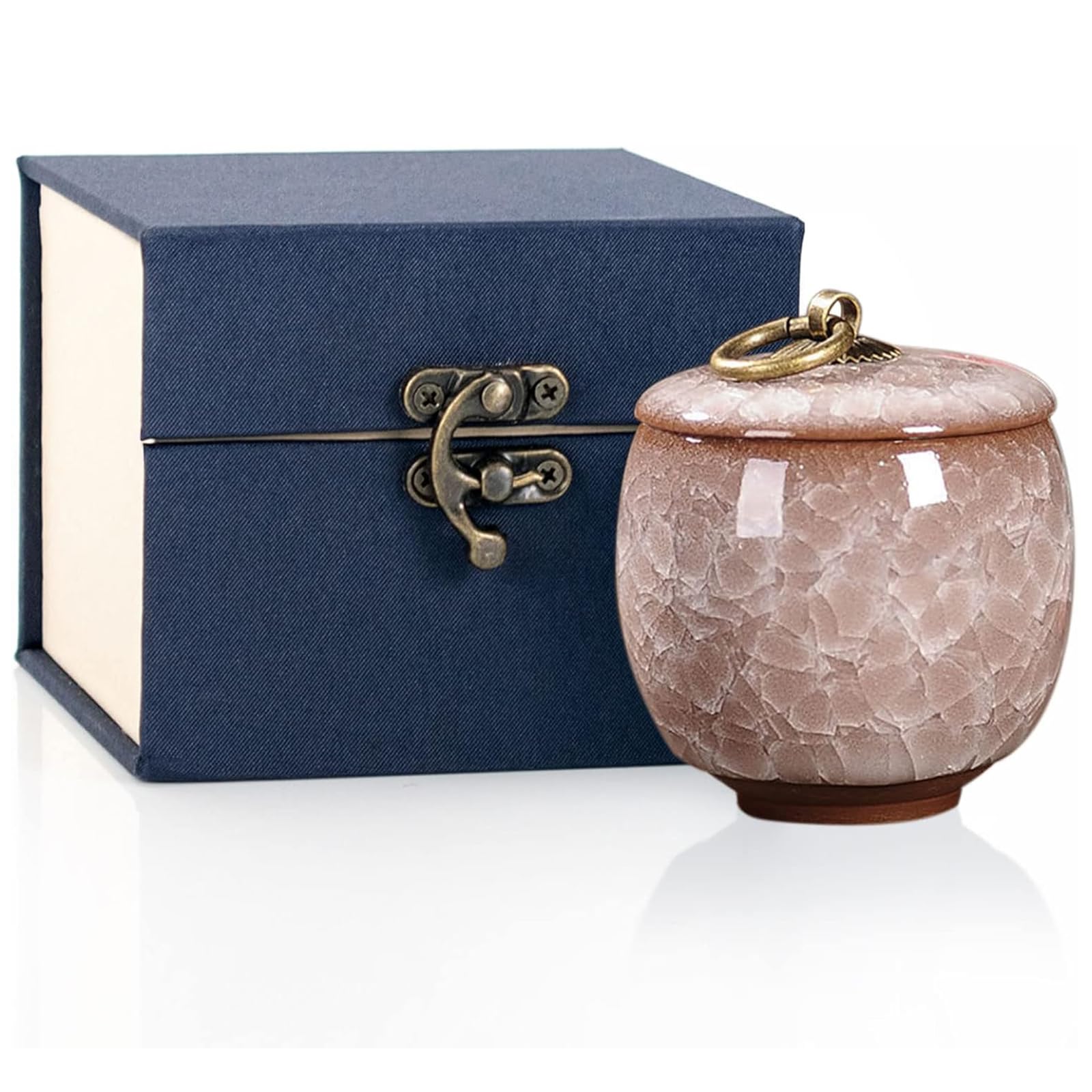 Small Ceramic Memorial Ash Urns for Human or Pet: 5.5 Cubic Inches Mini Sharing Funeral Urns with Exquisite Box (White)