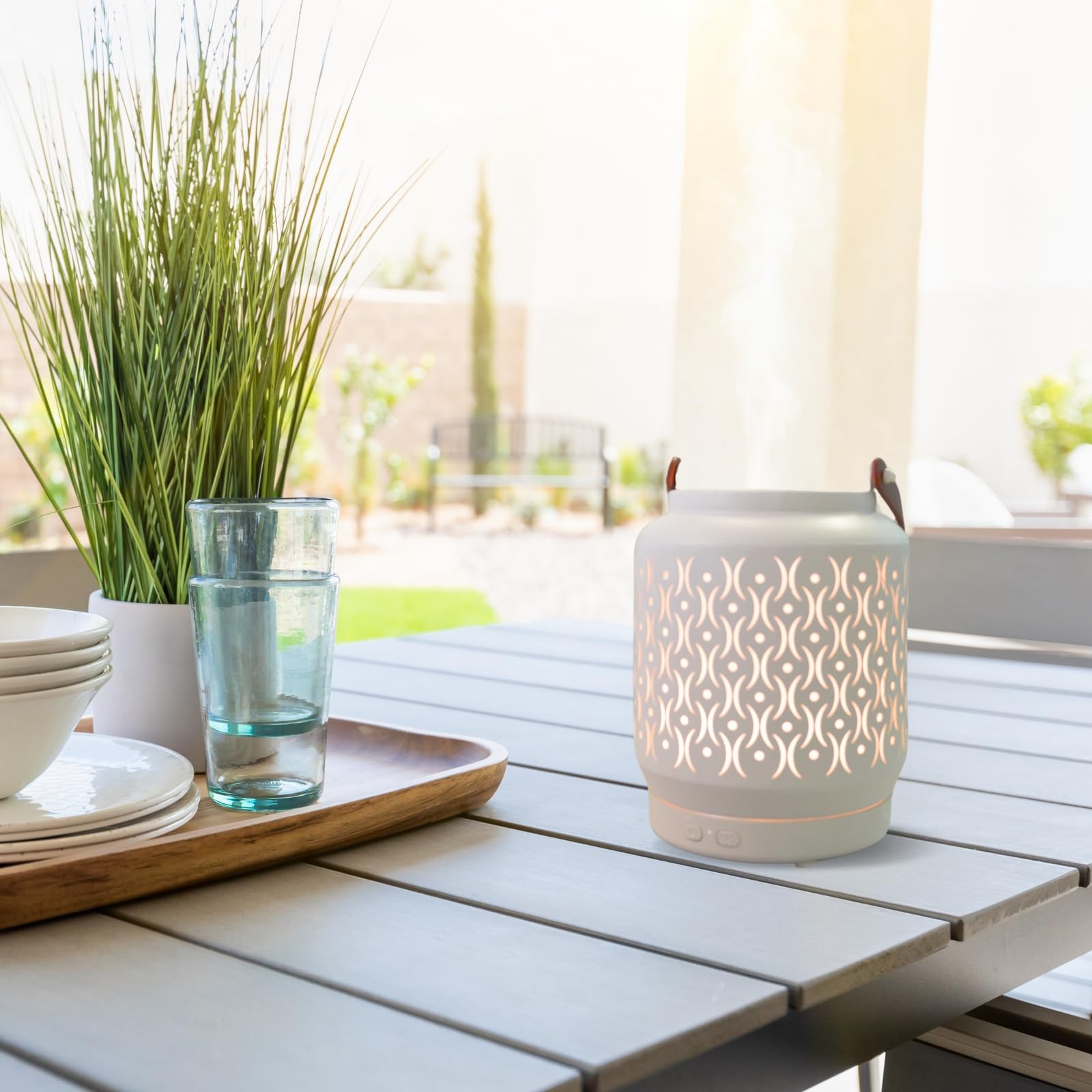 Zen’Arôme Diffuseur Ultrasonique sans Fil Madrid, Batterie Rechargeable Intégrée Autonomie 10h, Diffuseur Huile Essentielle Nomade, Diffusion Continue ou par Alternance, Éclairage LED Personnalisable