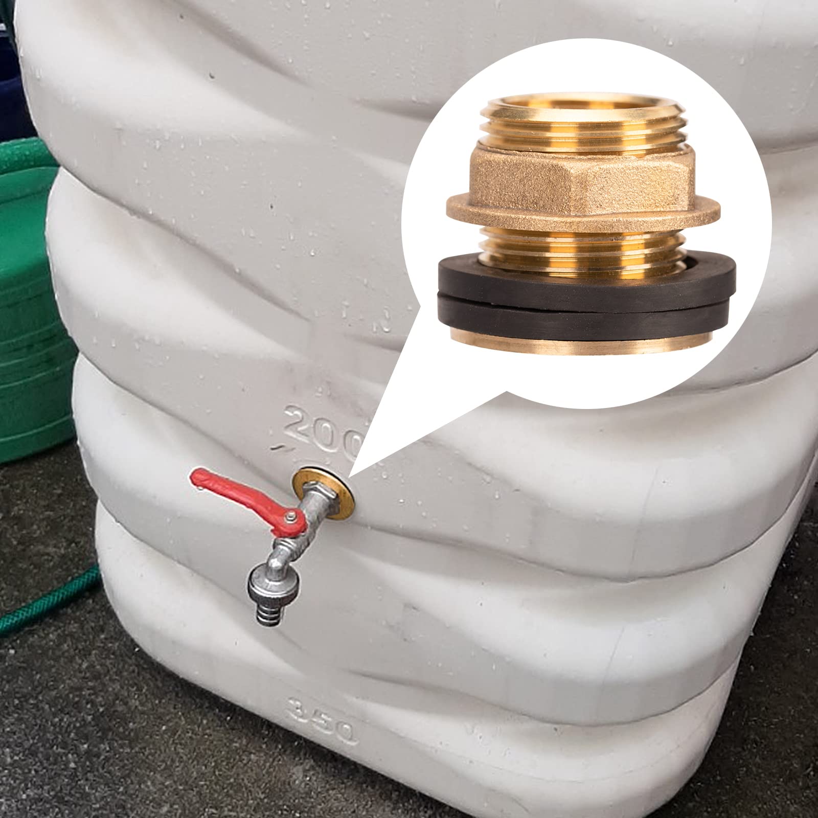 2 Raccords Traversée Réservoir Inox 1/2" NPT X 3/4" GHT - Pour Citerne Eau De Pluie, Arrosage - Filetage Double, Joints Anti-Fuite - Installation Murale - 5