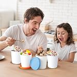 Ice Cream Containers for Homemade (4 Pack - 1 Quart Each), Reusable PP Plastic Ice Cream Storage Containers for Freezer, Leak-Free Ice Cream Containers with Silicone Lids