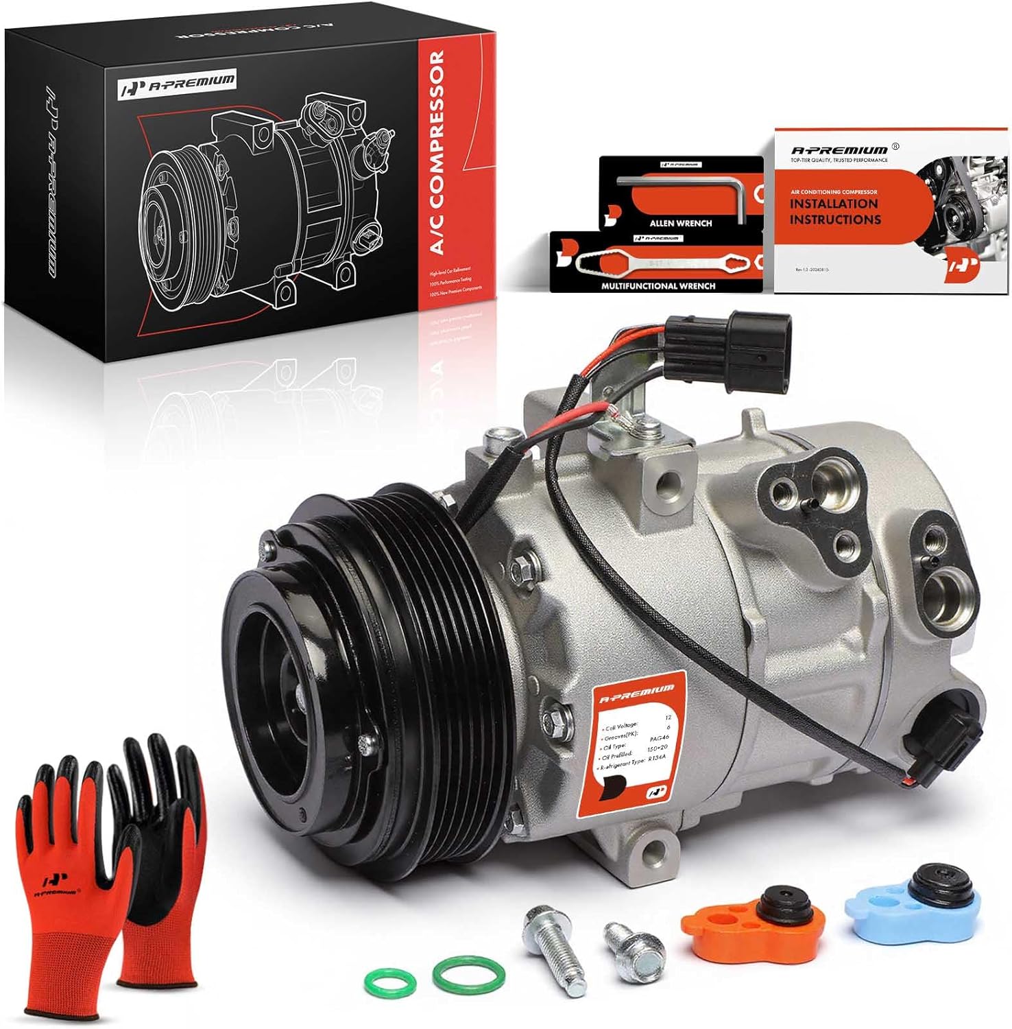 A-Premium Air Conditioner AC Compressor with Clutch Compatible with Hyundai Tucson 2.0L 2014-2015, 3-bolt Mounting