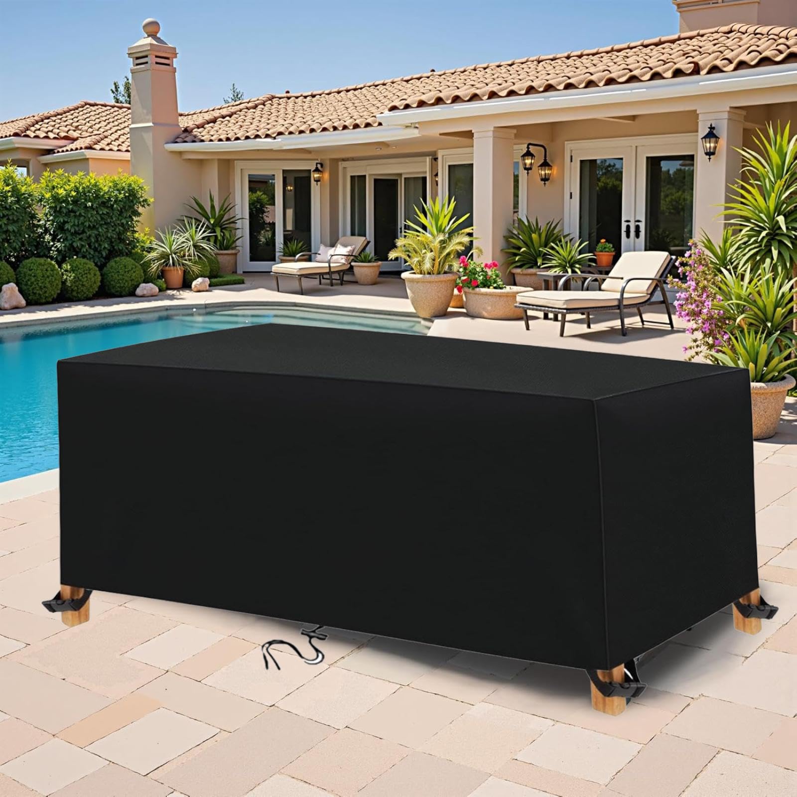 Housse table de jardin 250 cm contre le vent et la pluie bâche de protection étanche