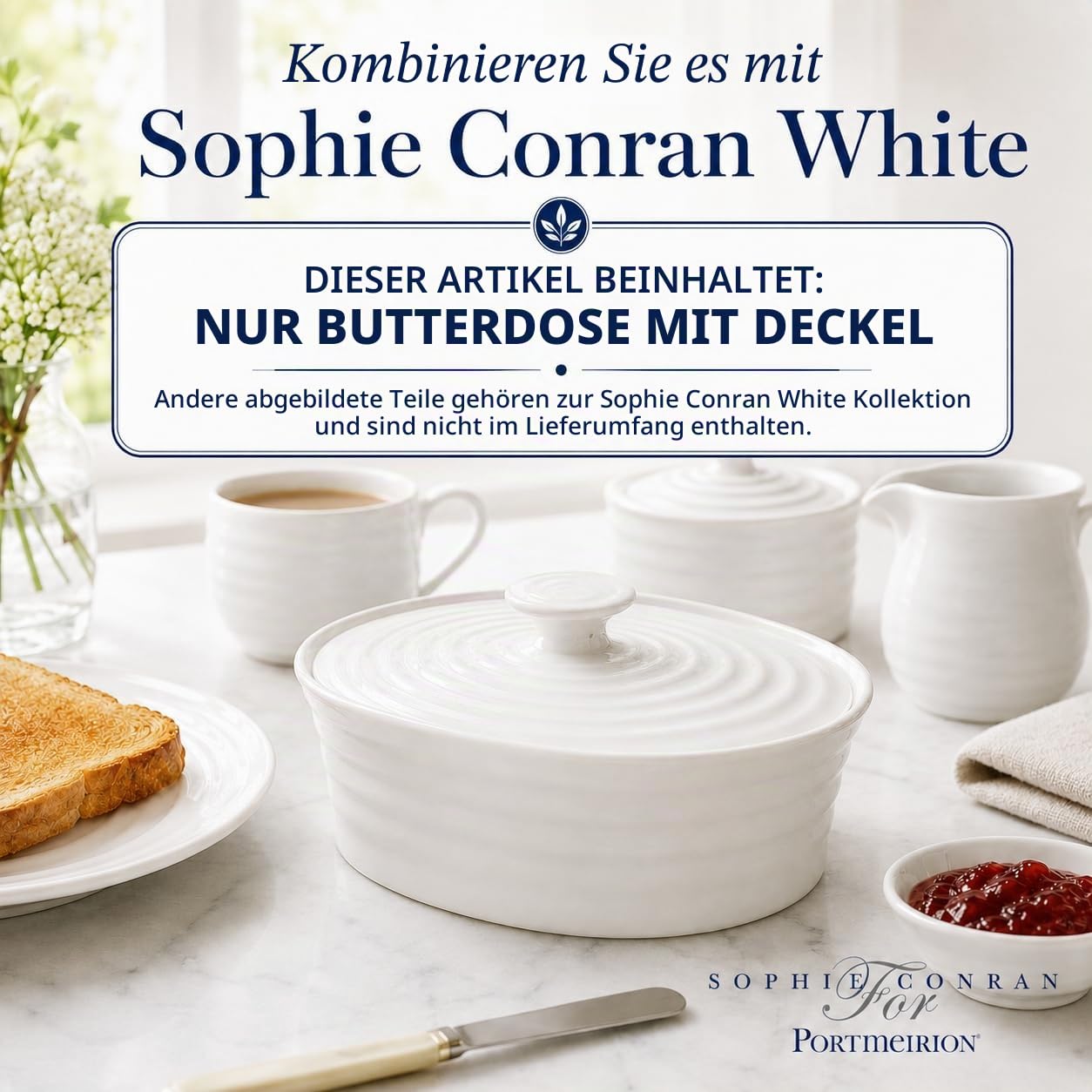 Portmeirion Home & Gifts Butterdose (Weiß)