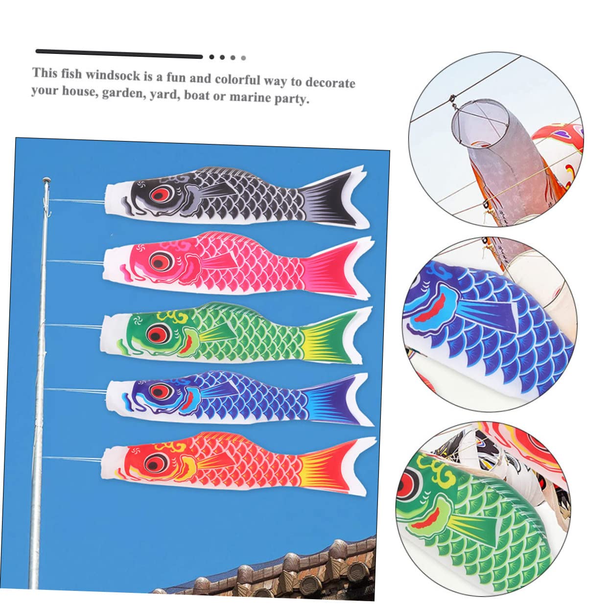 GALPADA 12 Stck. Teiliges Karpfen Windsack Japanische Gartendeko Hängend Outdoor Windfahne Robust Bunte Koi Fisch Windrichtung Flagge Für Garten Terrasse Party Zufällige