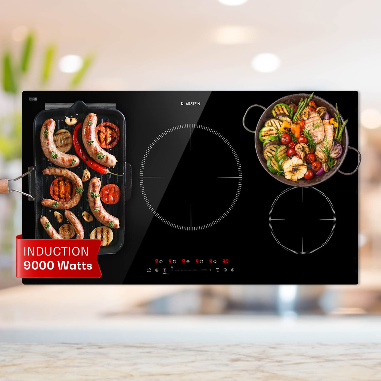 Klarstein induction hob, glass ceramic 7000W induction hob with 4 plates, built-in induction plate with touch display and timer with overheating protection — view 27