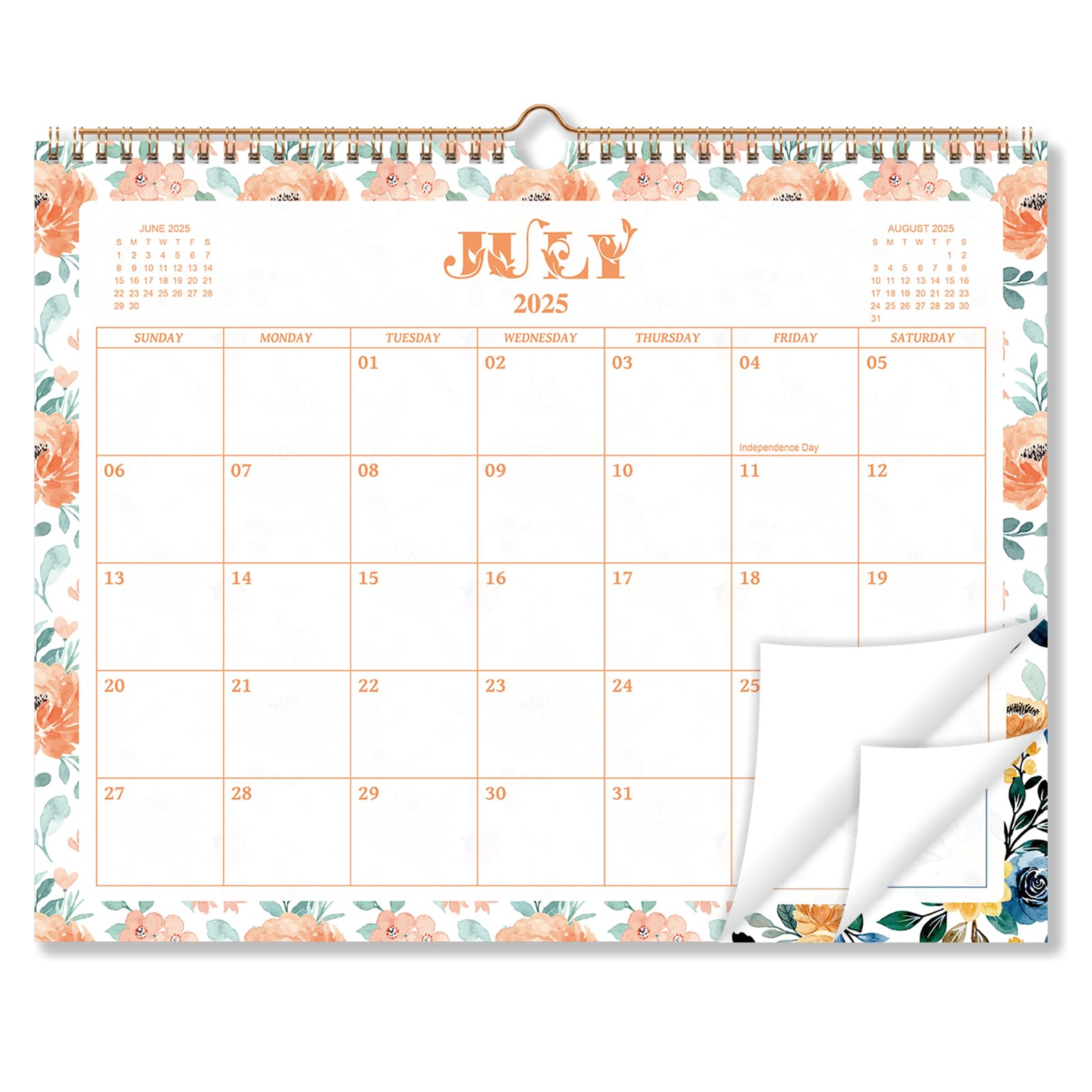 Wall Calendar 2025-2026, 14 x 11 inches 18 Month Calendar July 2025-December 2026, Twin-Wire Binding with Hanging Hook (Flower Language)