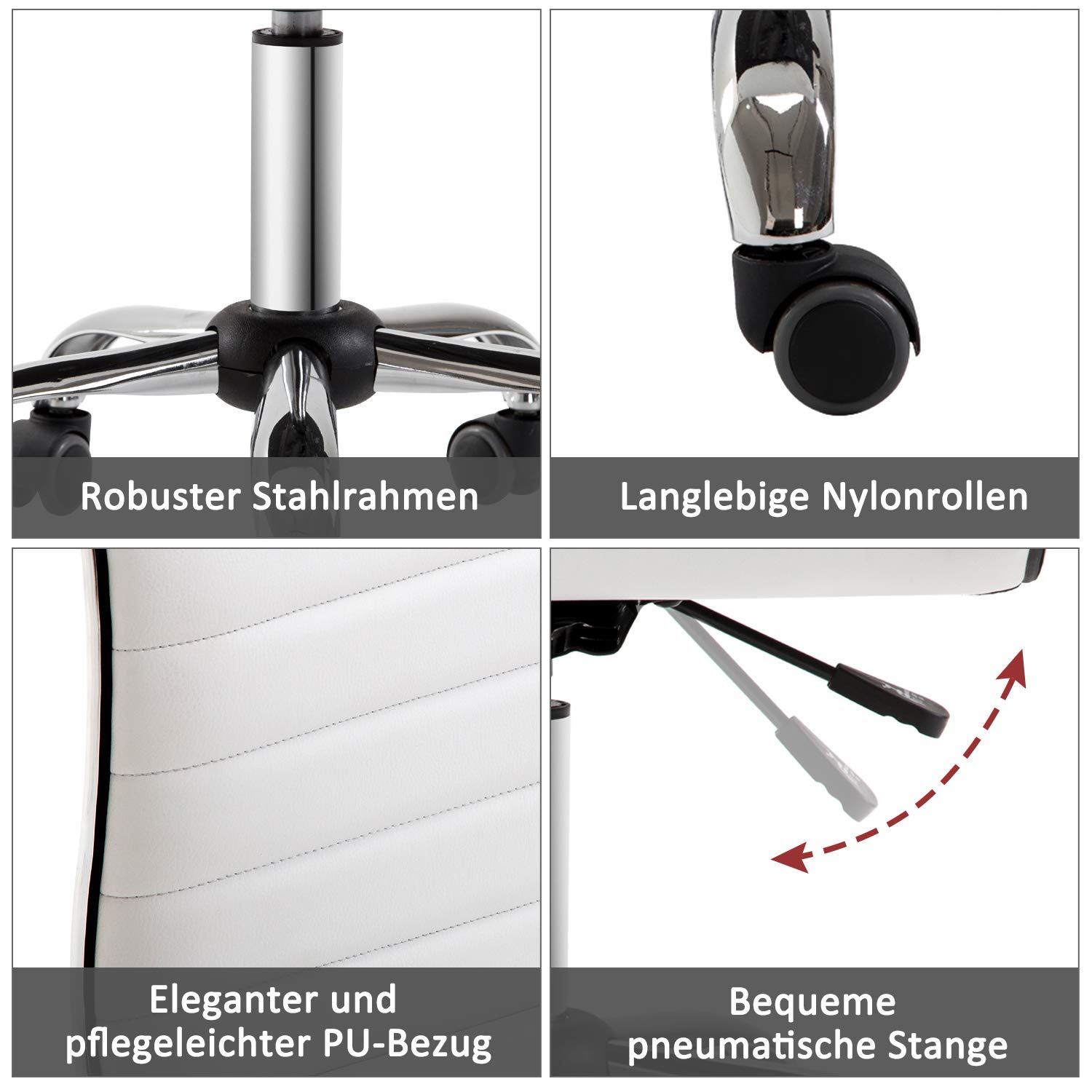 HOMCOM ergonomische bureaustoel, salonstoel met rugleuning, Makkelijk