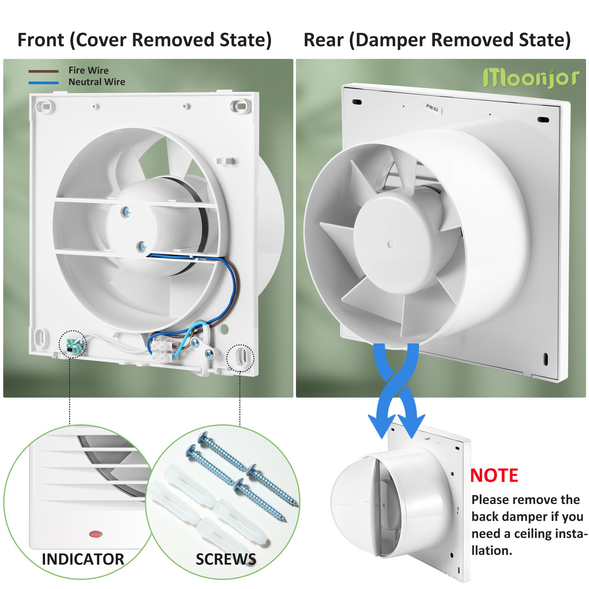 100mm VMC Salle de Bain, VMC Simple Flux, 120m³/h Extracteur Avec Clapet Anti Retour, 1m UE Prise pour Salle de Bain,Cuisine,Bureau,WC
