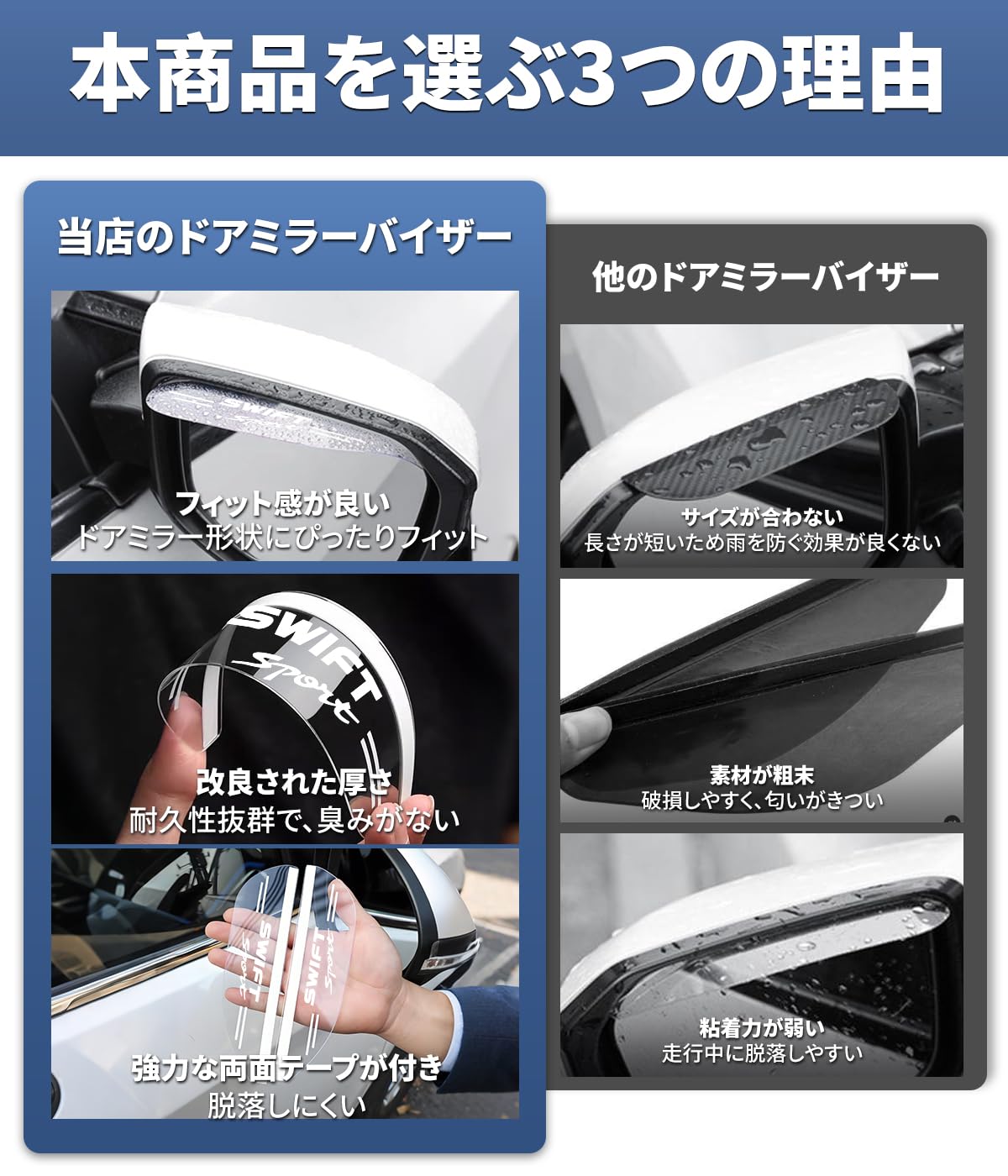 Amazon | スイフト スポーツ 適用 ドアミラーバイザー 車用 雨よけ