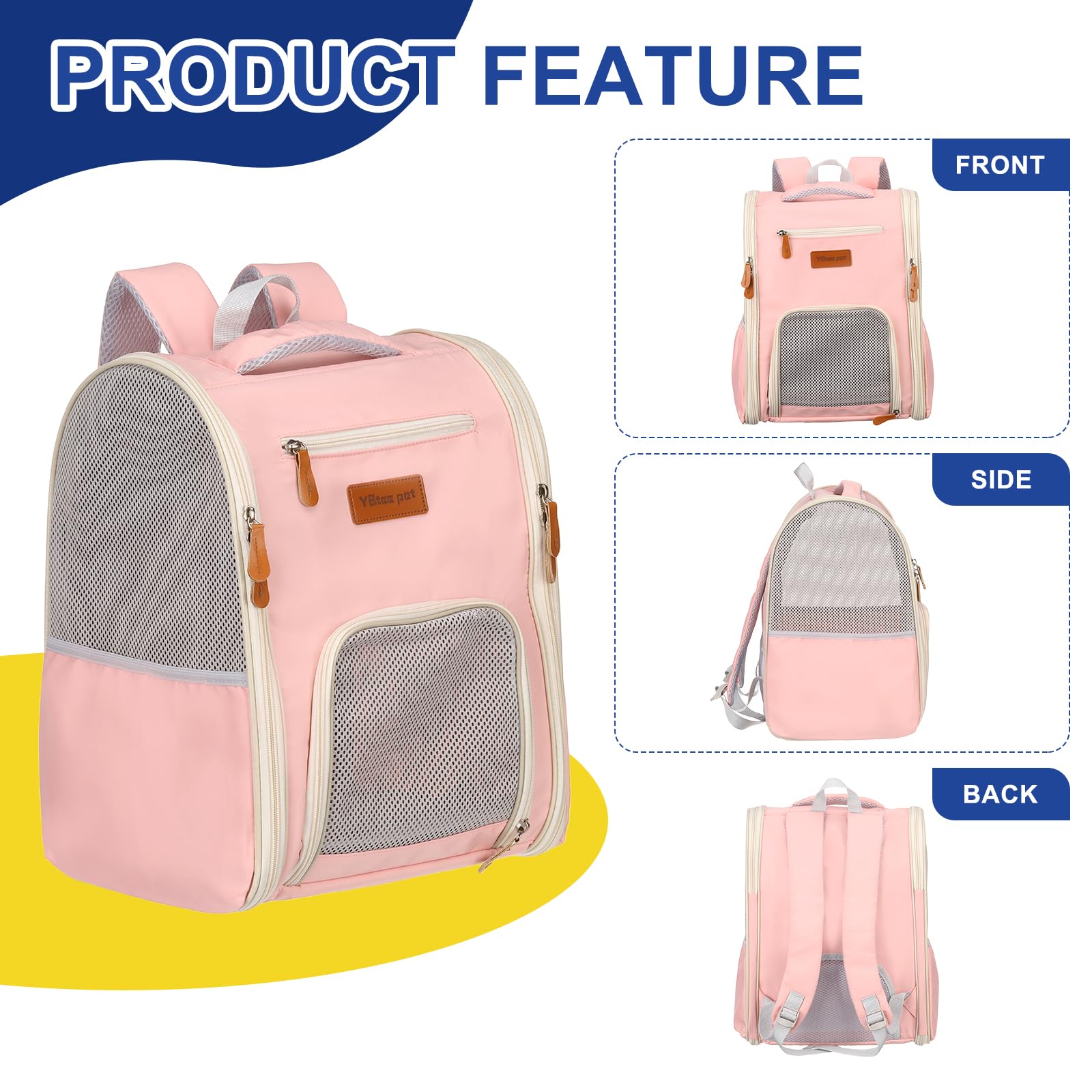 sourcing map Zaino per animali domestici, portatile e ventilato, in tessuto Oxford, per cani, gatti e piccoli animali, borsa da viaggio da 32 cm (rosa, 1 pezzo), destinato per escursionismo/campeggio