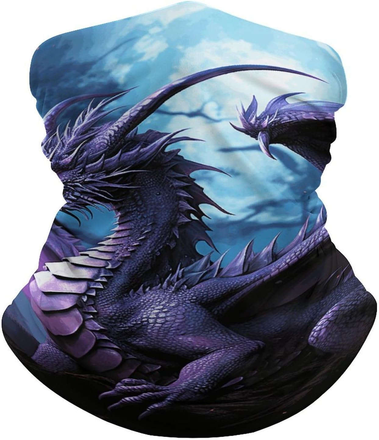 Purple Dragon Purple Moon Neck Gaiter UV Protection Polyester Face Gaiter Breathable Quick Dry Head Wrap Multifunctional Stretchy Seamless Bandana for Outdoor Cycling Hiking Skiing Running