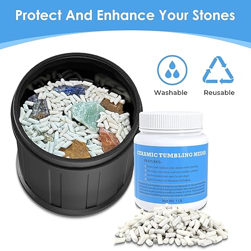 Miniatura 10 de KoolStone Rock Tumbler Grit and Ceramic Tumbling Media 4 libras, kit de medios de recambio de pulido, pulido hasta 25 libras de rocas, compatible
