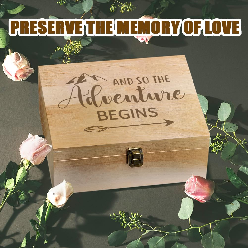 arricraft 1 Stück Erinnerungsbox Aus Holz Erinnerungsbox Mit Abenteuerthema Und Klappdeckel Andenkentruhe Zur Aufbewahrung von Souvenirs Bildern Und Briefen 9.6x7.6x4cm