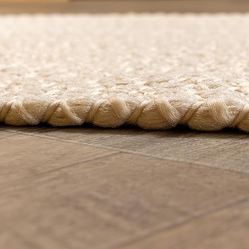 Miniatura 4 de Super Area Rugs Alfombra trenzada beige para cocina de campo, alfombra trenzada duradera para entradavestíbulo, ovalada, 3 x 5 pies
