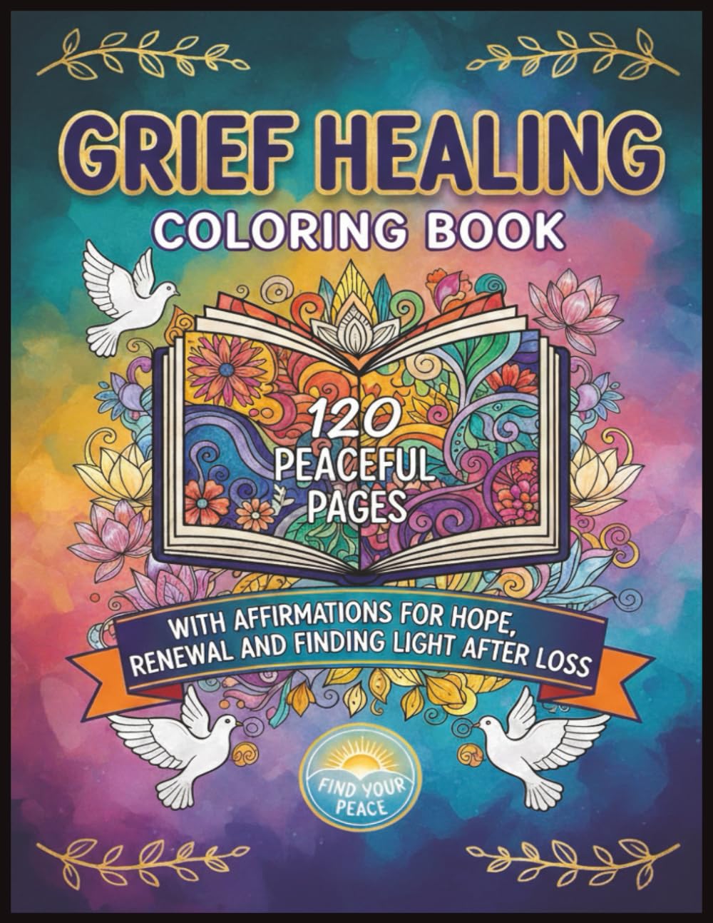 Grief Healing Coloring Book: 120 Peaceful Pages with Affirmations for Hope, Renewal, and Finding Light After Loss