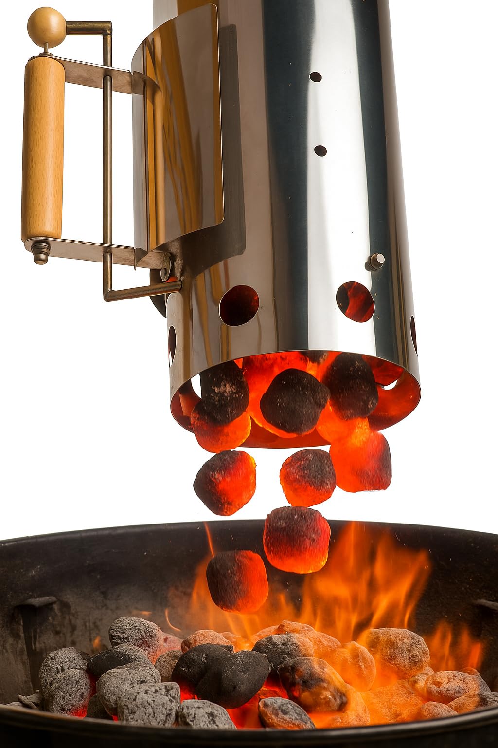 La Ferrotecnica Ciminiera Accenditore per Carbonella, Acciaio Inox, Diametro 14,5 cm, Altezza 28 cm, con Manico Sicuro
