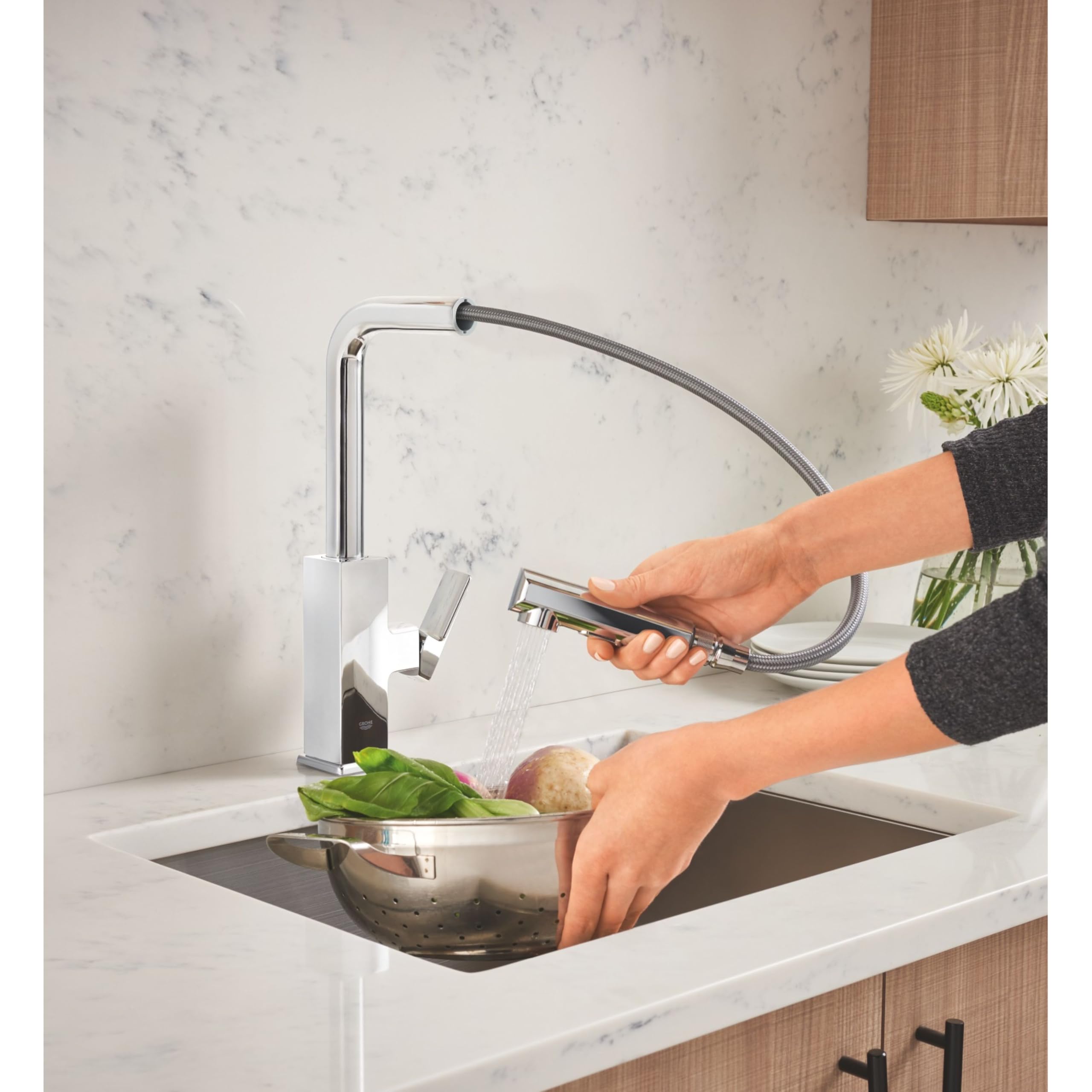 GROHE BauEdge waterbesparende wastafelkraan S-size m. waste chroom
