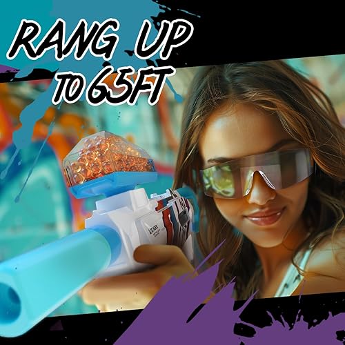 Miniatura 5 de Lanzador eléctrico de bolas de gel, lanzador automático de bolas con potencia de disparo ajustable, 10000 rondas de gel, tolva redonda de 400 con