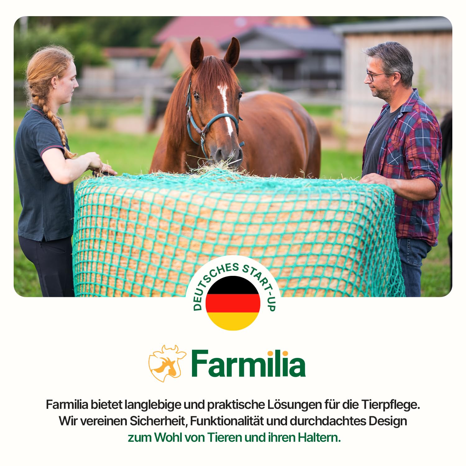 Heunetz für Pferde - Robustes Rundballennetz UV-geschützt wetterfest 45x45mm Maschen