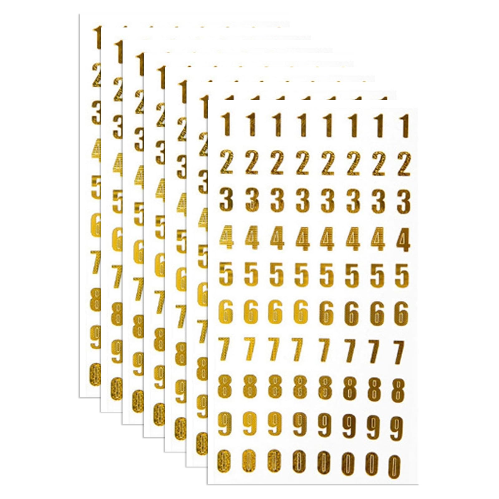 Gold Number Stickers 7 Sheets Self Adhesive for Scrapbooks Greeting Cards Crafts Date Label DIY Supply