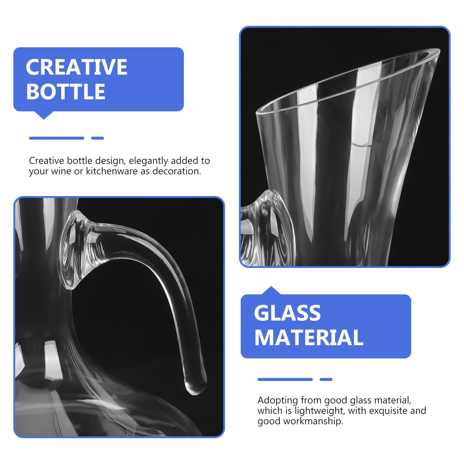 Decantador de Cristal Grande de 1800ml para Vino y Brandy, Diseño Creativo Superficie Lisa y Brillante, Ligero y Fácil de Verter para Bar en Casa