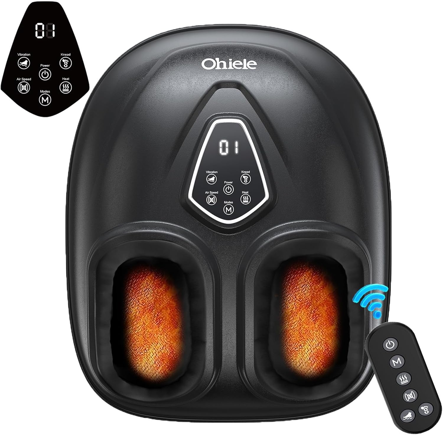 Foot Massager with Heat, Shiatsu Foot Massager with Remote, Electric Feet Massage Machine for Neuropathy,Plantar Fasciitis, Circulation, FSA Eligible HSA Store Eligible Massager (Deep Black,Corded)