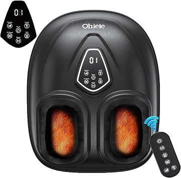 Foot Massager with Heat, Shiatsu Foot Massager with Remote, Electric Feet Massage Machine for Neuropathy,Plantar Fasciitis, Circulation, FSA Eligible HSA Store Eligible Massager Deep Black,Corded