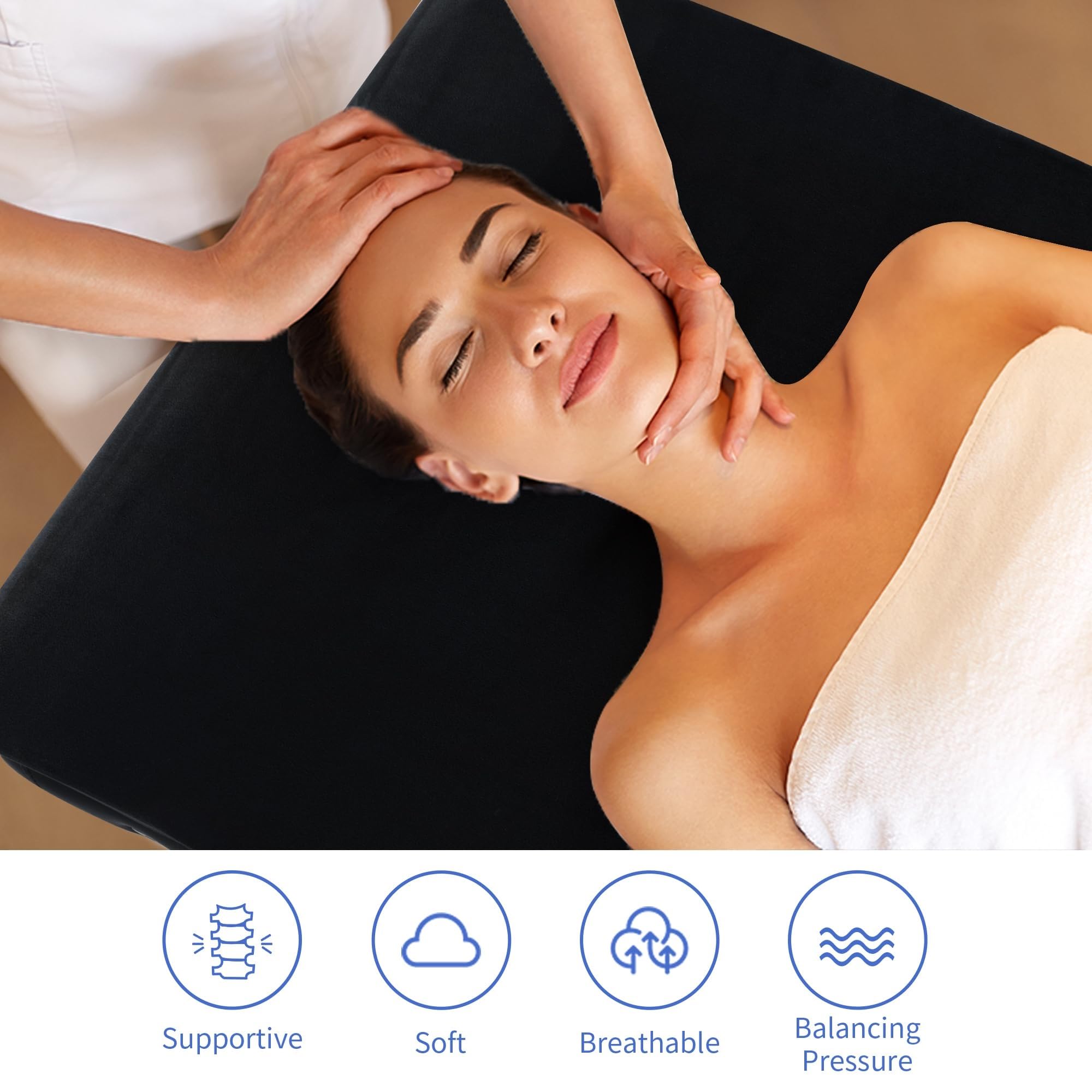 Matelas à Cils à Vagues IncurvéEs Salon de beauté Extension de Cils incurvée Surmatelas de lit Table de Massage en Velours Matelas for Cils Lit for Salon de beauté(Black Mattress)