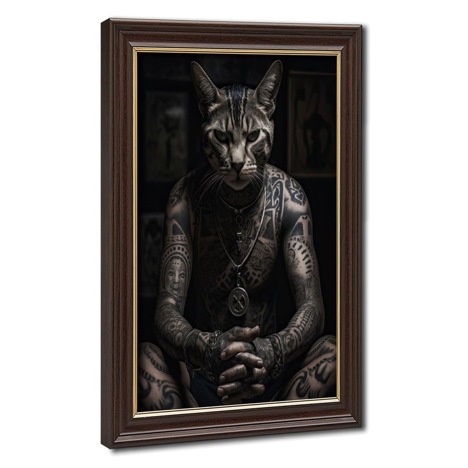 Bareronor Gangster Abstract Cat Canvas Poster Bedroom Decor Landscape Office Room Decor Gift 24" L X 36" W