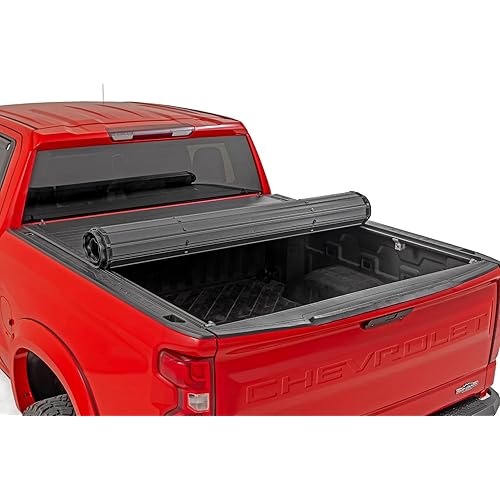 Rough Country Hard Roll-Up Tonneau Cover for Chevy Silverado & GMC Sierra 1500 (2019-2025) - Aluminum Truck Bed Cover, Fits 5'10 Bed (69.9")