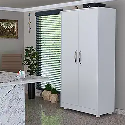 Armário de Escritório 2 Portas em MDF Multiuso com Amplo Espaço Interno (Branco)