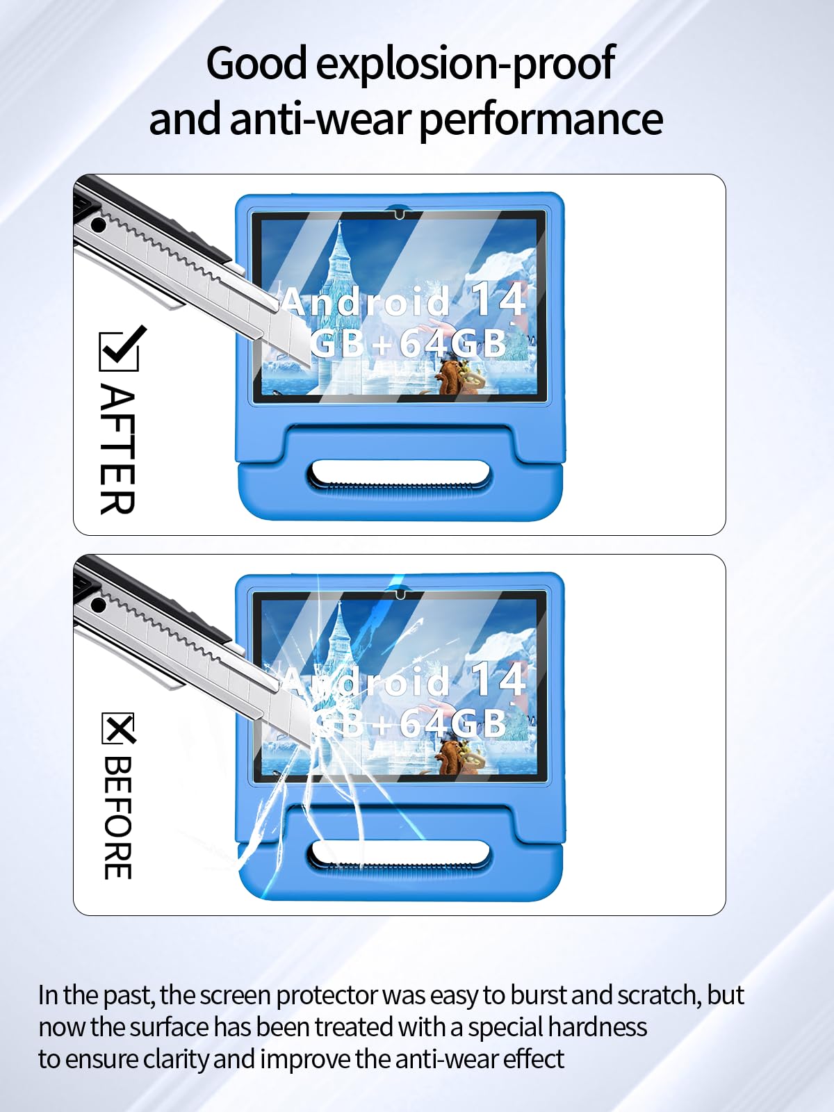 Protector de pantalla para tablet ITDULCET J10 Plus para niños, tableta Android 14 de 10 pulgadas para niños, dureza 9H antiarañazos, sensible al tacto, bordes redondeados 2.5D, sin burbujas, fácil de 3