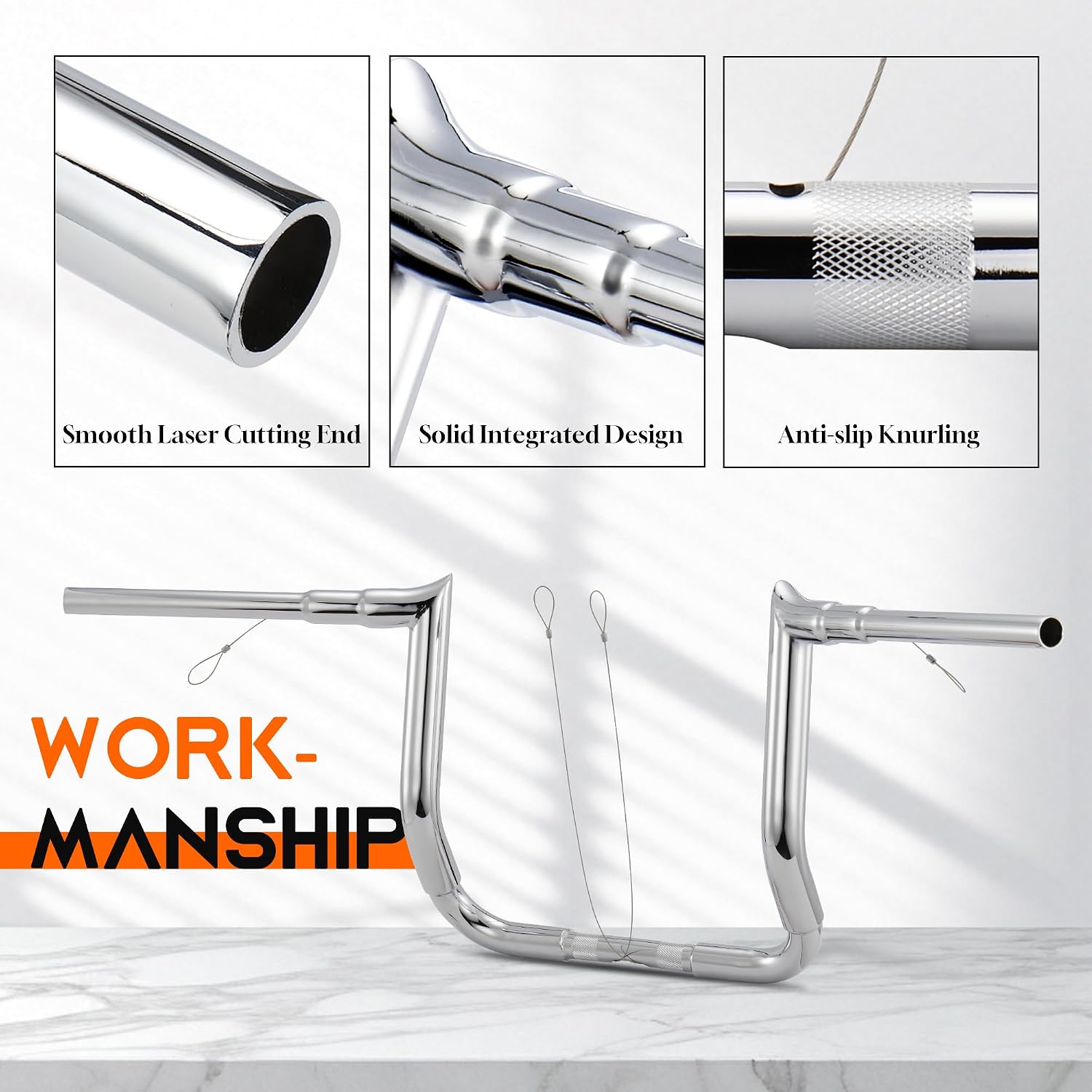 1 1/2 Inch Street Glide Handlebar 12" Rise Meathook Bar 1.5" Fat 1" Clamp Ape Hangers for Harley 2023-later CVO Street Glide FLHXSE & 2024 2025 2026 FLHX Models, Chrome